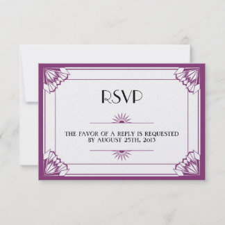 Jazz age purple Art Deco RSVP wedding response