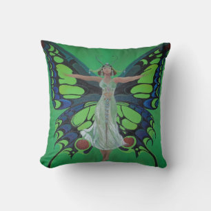 Jazz Age Showgirl Flapper Wearing Butterfly Wings  Cushion