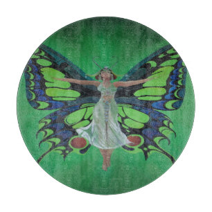 Jazz Age Showgirl Flapper Wearing Butterfly Wings Cutting Board