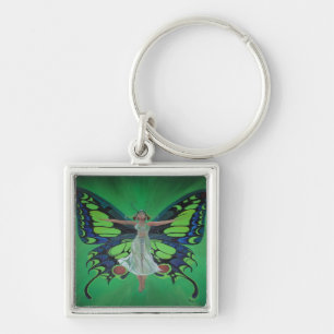 Jazz Age Showgirl Flapper Wearing Butterfly Wings  Key Ring