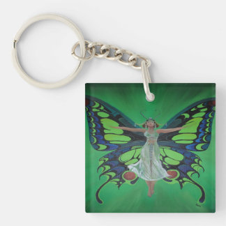 Jazz Age Showgirl Flapper Wearing Butterfly Wings Key Ring