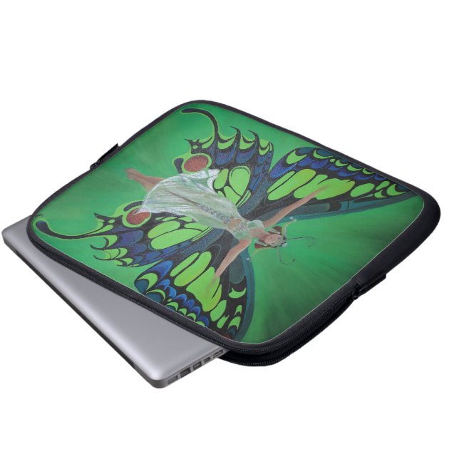 Jazz Age Showgirl Flapper Wearing Butterfly Wings  Laptop Sleeve (Front Bottom)