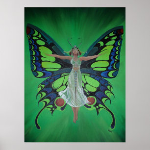 Jazz Age Showgirl Flapper Wearing Butterfly Wings  Poster