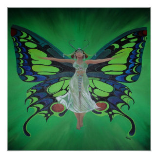 Jazz Age Showgirl Flapper Wearing Butterfly Wings  Poster