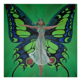 Jazz Age Showgirl Flapper Wearing Butterfly Wings Poster