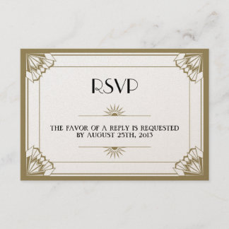 Jazz age taupe Art Deco RSVP wedding response