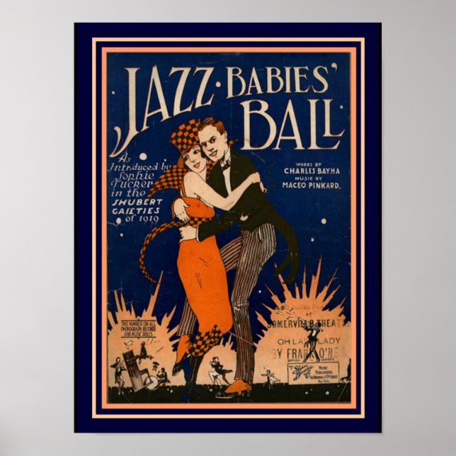 "Jazz Babies Ball" Deco Sheet Music Print 12 x 16 (Front)