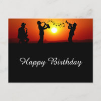 Jazz Band Silhouette Orange Sunset Birthday