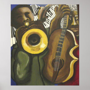 Jazz Bass Trumpet Piano Art Poster