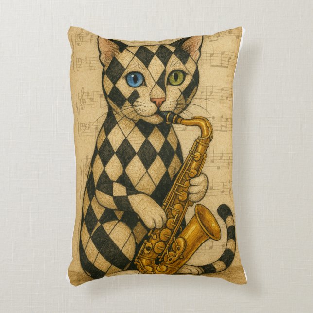 Jazz Cat Decorative Cushion (Front(Vertical))