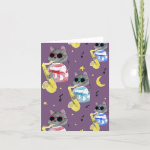 Jazz Cat  Holiday Card