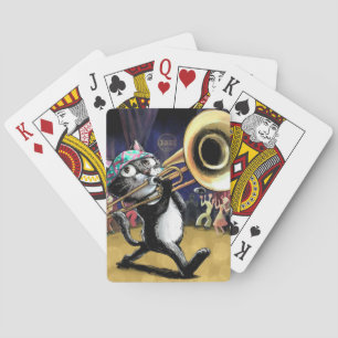 Jazz Cat playing music on Trombone Cards