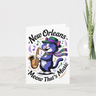 Jazz Cat Playing Saxophone Music Lover Art New Orl Card