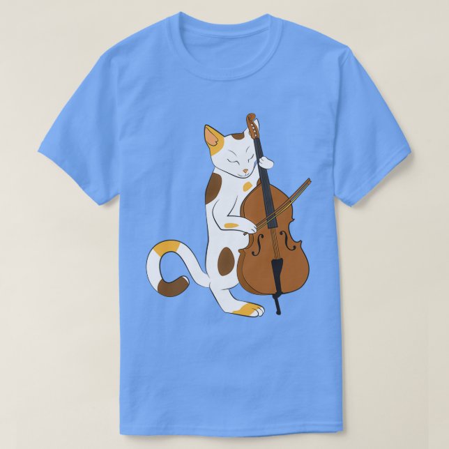 Jazz cat plays upright bass musician gift  T-Shirt (Design Front)