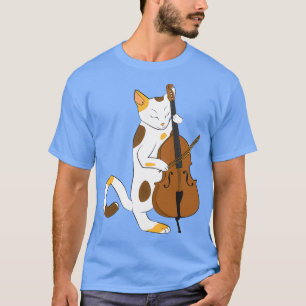 Jazz cat plays upright bass musician gift  T-Shirt