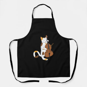 Jazz Cat Shirt Playing Bass Instrument for Kitten  Apron