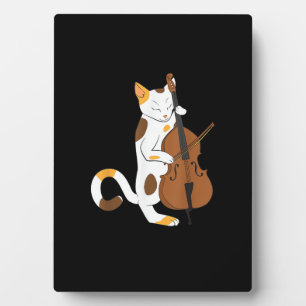 Jazz Cat Shirt Playing Bass Instrument for Kitten Plaque