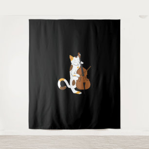 Jazz Cat Shirt Playing Bass Instrument for Kitten  Tapestry