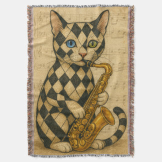 Jazz Cat Throw Blanket