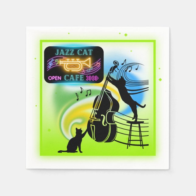 Jazz Cats | Double Bass Paper Napkins (Front)