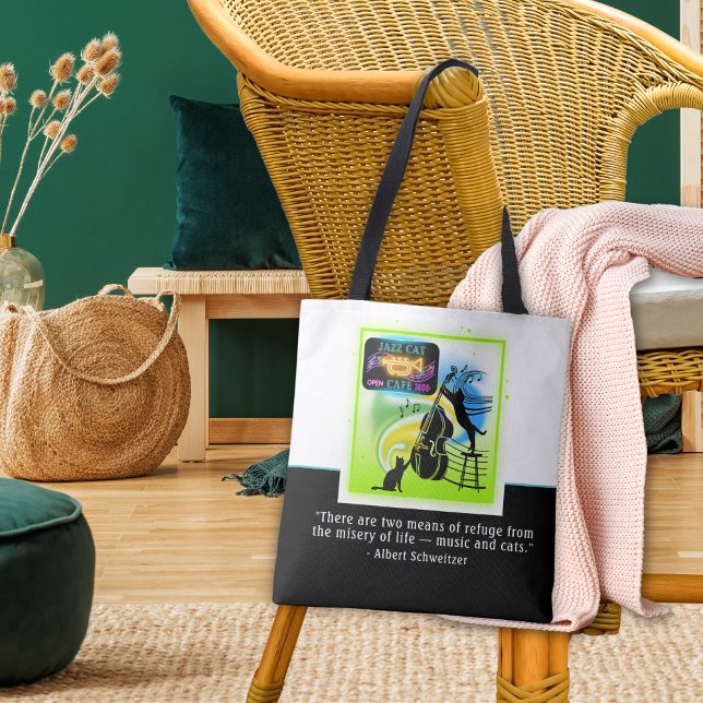 Jazz Cats | Double Bass | Schweitzer Quote Tote (Creator Uploaded)