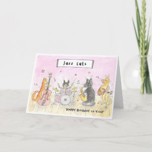 Jazz Cats Happy Birthday Card