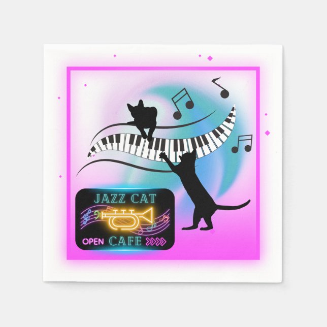 Jazz Cats | Piano Paper Napkins (Front)