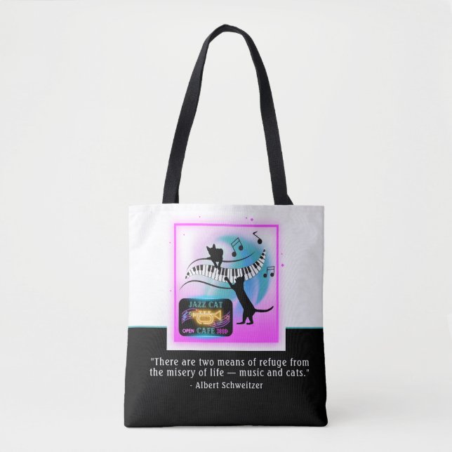 Jazz Cats | Piano | Schweitzer Quote Tote Bag (Front)