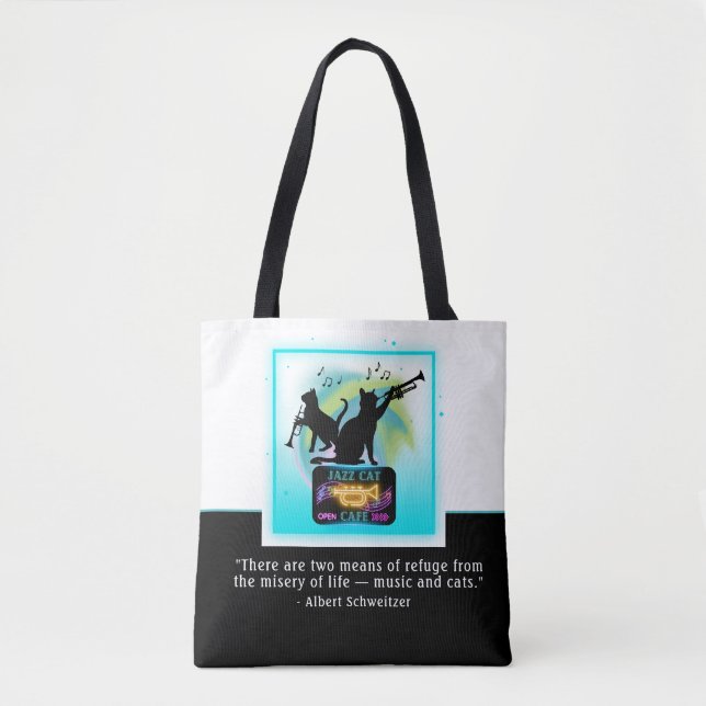Jazz Cats | Trumpet | Schweitzer Quote Tote Bag (Front)