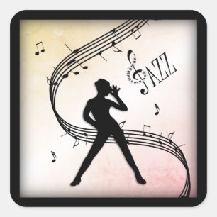 Jazz Dance Apricot  Peach Music Square Sticker