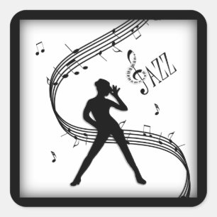 Jazz Dance Black and White Music Square Sticker