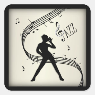 Jazz Dance Gold Music Square Sticker