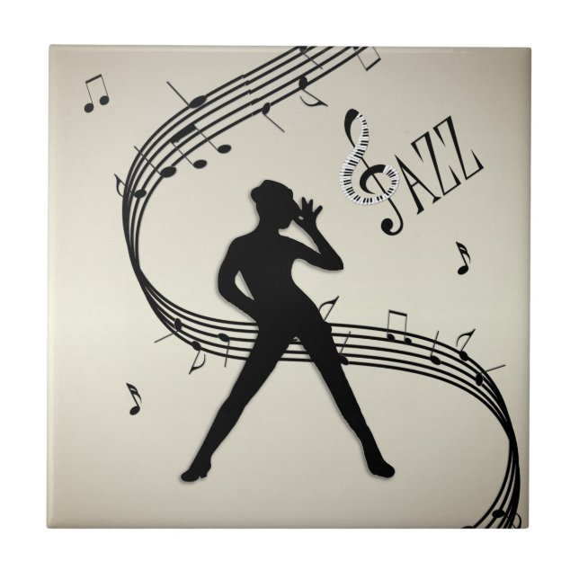 Jazz Dance Golden Ceramic Tile (Front)