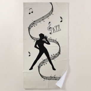 Jazz Dance Golden Music Beach Towel
