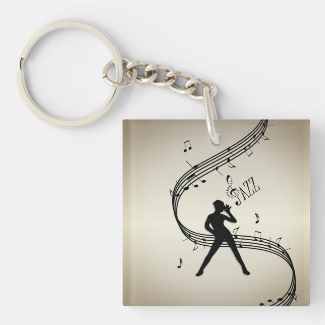 Jazz Dance Golden Music Keychain (Front)