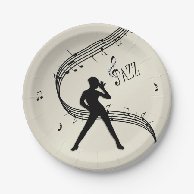Jazz Dance Golden Music   Paper Plate (Front)