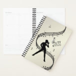 Jazz Dance Golden Music Planner<br><div class="desc">Lady dancer tipping her hat. A soft shoe tap dancer with music and Jazz Hands</div>