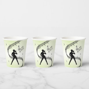 Jazz Dance Green Music Paper Cups