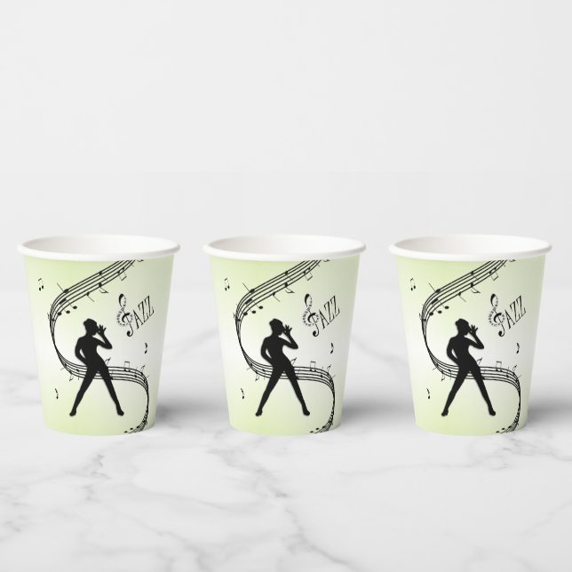 Jazz Dance Green Music Paper Cups (Multi)