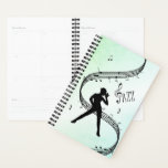 Jazz Dance Green Music Planner<br><div class="desc">Lady dancer tipping her hat. A soft shoe tap dancer with music and Jazz Hands</div>
