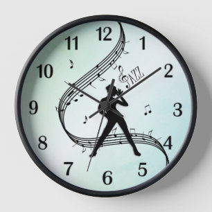 Jazz Dance Mint Black Numbers Clock