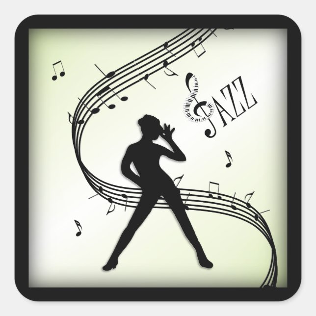 Jazz Dance Olive Green Music Square Sticker (Front)