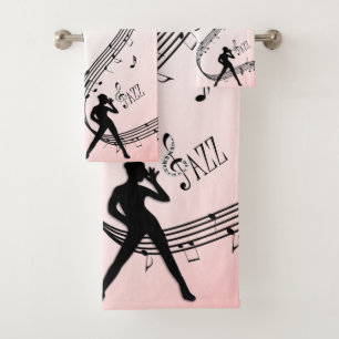 Jazz Dance Pink Music Bath Towel Set