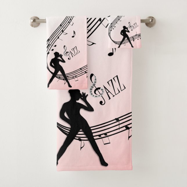 Jazz Dance Pink Music   Bath Towel Set (Insitu)