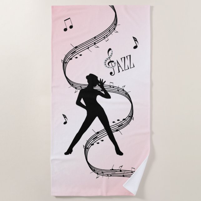 Jazz Dance Pink Music  Beach Towel (Front)