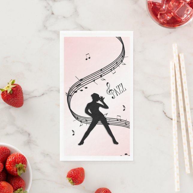 Jazz Dance Pink Music Paper Guest Towels Napkin (Insitu)