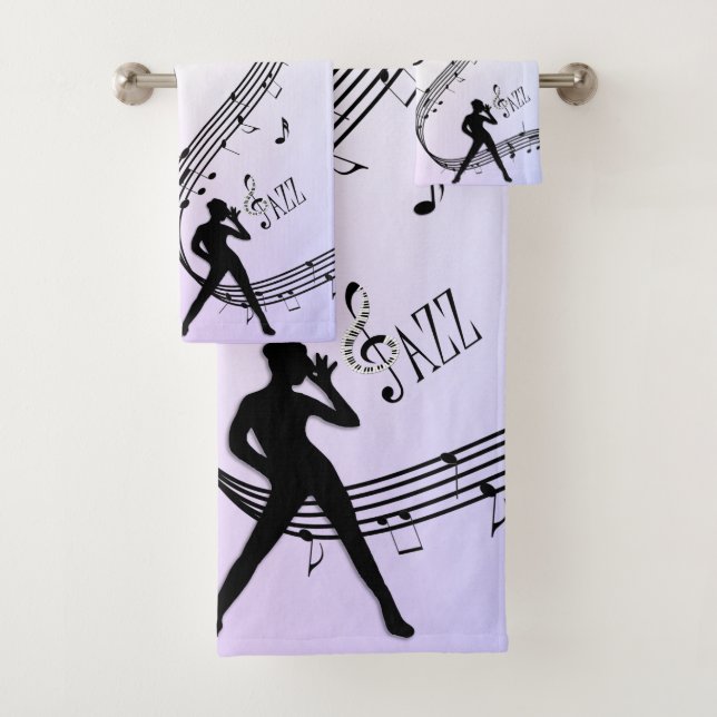 Jazz Dance Purple Music Bath Towel Set (Insitu)