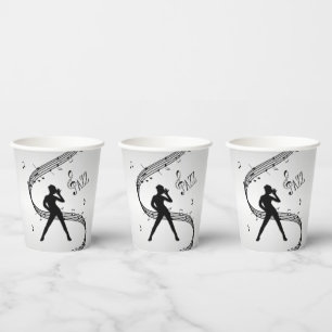 Jazz Dance Silver Music Paper Cups