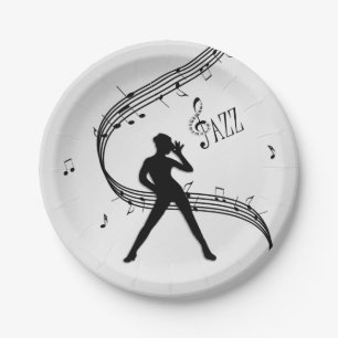 Jazz Dance Silver Paper Plate