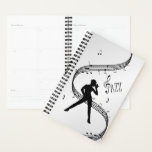Jazz Dance Silver Planner<br><div class="desc">Lady dancer tipping her hat. A soft shoe tap dancer with music and Jazz Hands</div>